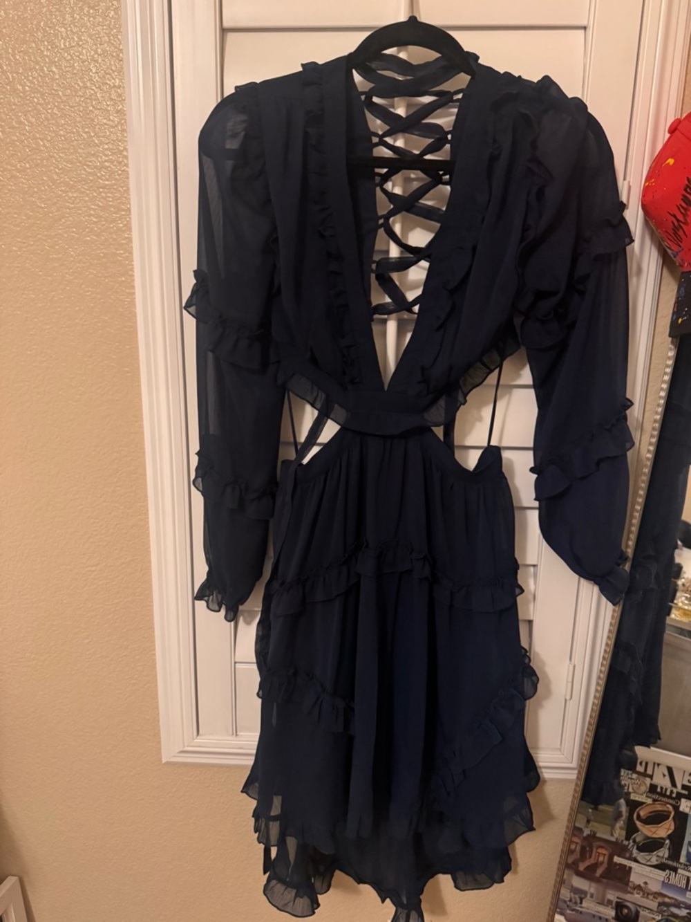 Vici Navy High-Low Ruffle Cutout Dress - Picture 2 of 3